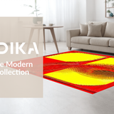 Ultra Soft Area Rug, Non Slip, Stain Resistant, Washable Area Rugs for Living Room, Bedroom, Artistic Circular Color Harmony(Red)