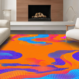 Ultra Soft Area Rug, Non Slip, Stain Resistant, Washable Area Rugs for Living Room, Bedroom, Dynamic Modern Abstract Waves(Orange)