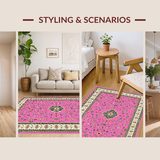 Ultra Soft Area Rug, Non Slip, Stain Resistant, Washable Area Rugs for Living Room, Bedroom, Minimalist Geometric Soft Tones(Pink)