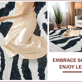 Ultra Soft Area Rug, Non Slip, Stain Resistant, Washable Area Rugs for Living Room, Bedroom, Boho Zebra Kitchen Rug for High Traffic Areas(Black)
