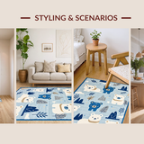 Ultra Soft Area Rug, Non Slip, Stain Resistant, Washable Area Rugs for Living Room, Bedroom, Tender Blue Toned Design(Blue)