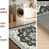 Ultra Soft Area Rug, Non Slip, Stain Resistant, Washable Area Rugs for Living Room, Bedroom, Elegant Floral Lattice Design Approach(Black)