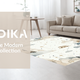 Ultra Soft Area Rug, Non Slip, Stain Resistant, Washable Area Rugs for Living Room, Bedroom, Scandinavian Playful Animal Motif(Beige)