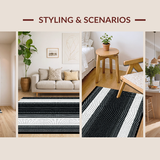 Ultra Soft Area Rug, Non Slip, Stain Resistant, Washable Area Rugs for Living Room, Bedroom, Sophisticated Neutral Diamond Layout(Black)