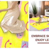 Ultra Soft Area Rug, Non Slip, Stain Resistant, Washable Area Rugs for Living Room, Bedroom, Charming Cartoon-Inspired Decor(Yellow)