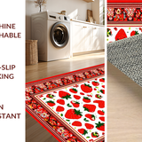 Ultra Soft Area Rug, Non Slip, Stain Resistant, Washable Area Rugs for Living Room, Bedroom, Joyful Springtime Fruit and Bee Fusion(Red)