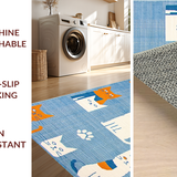 Ultra Soft Area Rug, Non Slip, Stain Resistant, Washable Area Rugs for Living Room, Bedroom, Quaint Farmhouse Animal Imagery(Blue)
