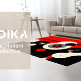 Ultra Soft Area Rug, Non Slip, Stain Resistant, Washable Area Rugs for Living Room, Bedroom, Contemporary Music-inspired Round Piece(Black)