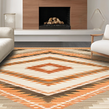 Ultra Soft Area Rug, Non Slip, Stain Resistant, Washable Area Rugs for Living Room, Bedroom, Elegant Ogee Patterned Textile(Orange)