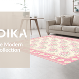 Ultra Soft Area Rug, Non Slip, Stain Resistant, Washable Area Rugs for Living Room, Bedroom, Serene Light Pink Daisy Theme(Ivory)