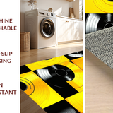 Ultra Soft Area Rug, Non Slip, Stain Resistant, Washable Area Rugs for Living Room, Bedroom, Bold Vintage Musical Elements(Yellow)