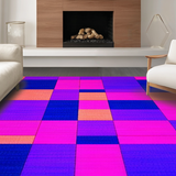 Ultra Soft Area Rug, Non Slip, Stain Resistant, Washable Area Rugs for Living Room, Bedroom, Playful Multicolored Tiled Design(Purple)