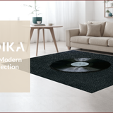 Ultra Soft Area Rug, Non Slip, Stain Resistant, Washable Area Rugs for Living Room, Bedroom, Retro Music Record Bedroom Non-Slip Vinyl Rug(Black)