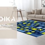 Ultra Soft Area Rug, Non Slip, Stain Resistant, Washable Area Rugs for Living Room, Bedroom, Stylish Alphabetic Whirl Pattern(Blue)