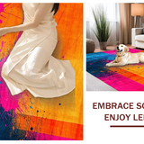 Ultra Soft Area Rug, Non Slip, Stain Resistant, Washable Area Rugs for Living Room, Bedroom, Lively Modern Paint Stroke Aesthetic(Orange)