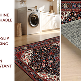 Ultra Soft Area Rug, Non Slip, Stain Resistant, Washable Area Rugs for Living Room, Bedroom, Cozy Earth Tone Pattern(Black)