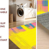 Ultra Soft Area Rug, Non Slip, Stain Resistant, Washable Area Rugs for Living Room, Bedroom, Bright Playful Linear Visuals(Yellow)