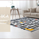 Ultra Soft Area Rug, Non Slip, Stain Resistant, Washable Area Rugs for Living Room, Bedroom, Elegant Neutral Geometric Arrangement(Gray)