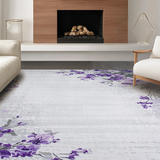 Ultra Soft Area Rug, Non Slip, Stain Resistant, Washable Area Rugs for Living Room, Bedroom, Contemporary Soft Petal Motif(Gray)