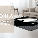 Ultra Soft Area Rug, Non Slip, Stain Resistant, Washable Area Rugs for Living Room, Bedroom, Abstract Monochrome Cat Silhouette(Black)