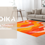 Ultra Soft Area Rug, Non Slip, Stain Resistant, Washable Area Rugs for Living Room, Bedroom, Funky Earth Tones Pattern(Orange)