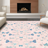 Ultra Soft Area Rug, Non Slip, Stain Resistant, Washable Area Rugs for Living Room, Bedroom, Serene Floral Scalloped Pattern(Pink)
