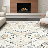 Ultra Soft Area Rug, Non Slip, Stain Resistant, Washable Area Rugs for Living Room, Bedroom, Rustic Warm Toned Lattice Texture(Beige)