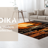 Ultra Soft Area Rug, Non Slip, Stain Resistant, Washable Area Rugs for Living Room, Bedroom, Rustic Warm Toned Abstract Art(Brown)