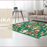 Ultra Soft Area Rug, Non Slip, Stain Resistant, Washable Area Rugs for Living Room, Bedroom, Green Botanical Shag Rug for Kids Playroom(Green)