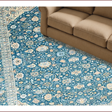 Ultra Soft Area Rug, Non Slip, Stain Resistant, Washable Area Rugs for Living Room, Bedroom, Elegant Intricate Floral Composition(Blue)
