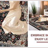 Ultra Soft Area Rug, Non Slip, Stain Resistant, Washable Area Rugs for Living Room, Bedroom, Elegant Floral Arch Arrangement(Black)