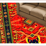 Ultra Soft Area Rug, Non Slip, Stain Resistant, Washable Area Rugs for Living Room, Bedroom, Whimsical Cowboy Cat Bath Mat Vibrant Plush Bathroom Rug(Red)