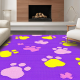 Ultra Soft Area Rug, Non Slip, Stain Resistant, Washable Area Rugs for Living Room, Bedroom, Delightful Soft Paw Print Composition(Purple)