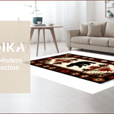 Ultra Soft Area Rug, Non Slip, Stain Resistant, Washable Area Rugs for Living Room, Bedroom, Cozy Earth Tones Bear Design(Red)