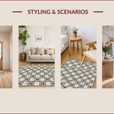 Ultra Soft Area Rug, Non Slip, Stain Resistant, Washable Area Rugs for Living Room, Bedroom, Rustic Charcoal Tiled Motif(Beige)