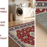 Ultra Soft Area Rug, Non Slip, Stain Resistant, Washable Area Rugs for Living Room, Bedroom, Charming Earthy Textured Elements(Red)