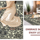 Ultra Soft Area Rug, Non Slip, Stain Resistant, Washable Area Rugs for Living Room, Bedroom, Vibrant Contrast Medallion Style(Black)