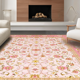 Ultra Soft Area Rug, Non Slip, Stain Resistant, Washable Area Rugs for Living Room, Bedroom, Elegant Powder Pink Floral Design(Pink)