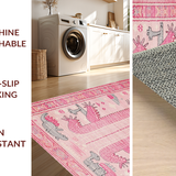 Ultra Soft Area Rug, Non Slip, Stain Resistant, Washable Area Rugs for Living Room, Bedroom, Playful Pastel Animal Aesthetic(Pink)