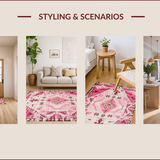 Ultra Soft Area Rug, Non Slip, Stain Resistant, Washable Area Rugs for Living Room, Bedroom, Charming Rodeo Animal Pattern(Pink)