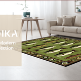 Ultra Soft Area Rug, Non Slip, Stain Resistant, Washable Area Rugs for Living Room, Bedroom, Vintage Fishing Scene Aesthetic(Green)