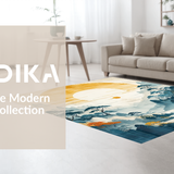 Ultra Soft Area Rug, Non Slip, Stain Resistant, Washable Area Rugs for Living Room, Bedroom, Tranquil Creamy Organic Lines(Yellow)
