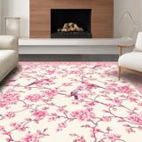 Ultra Soft Area Rug, Non Slip, Stain Resistant, Washable Area Rugs for Living Room, Bedroom, Serene Minimalist Floral Touch(Ivory)