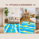 Ultra Soft Area Rug, Non Slip, Stain Resistant, Washable Area Rugs for Living Room, Bedroom, Joyful Underwater Scene in Soft Hues(Blue)