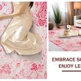 Ultra Soft Area Rug, Non Slip, Stain Resistant, Washable Area Rugs for Living Room, Bedroom, Country-Style Romantic Floral Display(Pink)
