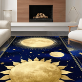 Ultra Soft Area Rug, Non Slip, Stain Resistant, Washable Area Rugs for Living Room, Bedroom, Transitional Blue Tone Abstract Design(Gold)