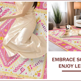 Ultra Soft Area Rug, Non Slip, Stain Resistant, Washable Area Rugs for Living Room, Bedroom, Elegant Earthy Geometric Details(Pink)