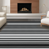 Ultra Soft Area Rug, Non Slip, Stain Resistant, Washable Area Rugs for Living Room, Bedroom, Rustic Layered Graphic Motif(Black)