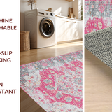 Ultra Soft Area Rug, Non Slip, Stain Resistant, Washable Area Rugs for Living Room, Bedroom, Whimsical Lattice Print Elegance(Pink)