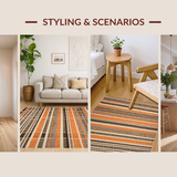 Ultra Soft Area Rug, Non Slip, Stain Resistant, Washable Area Rugs for Living Room, Bedroom, Artistic Cordaman Stripe Aesthetic(Orange)